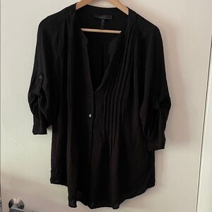 BCBGMaxAzria Black Pleated Maternity Blouse